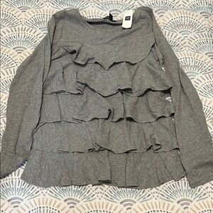 Girls Gap Gray Ruffled Top